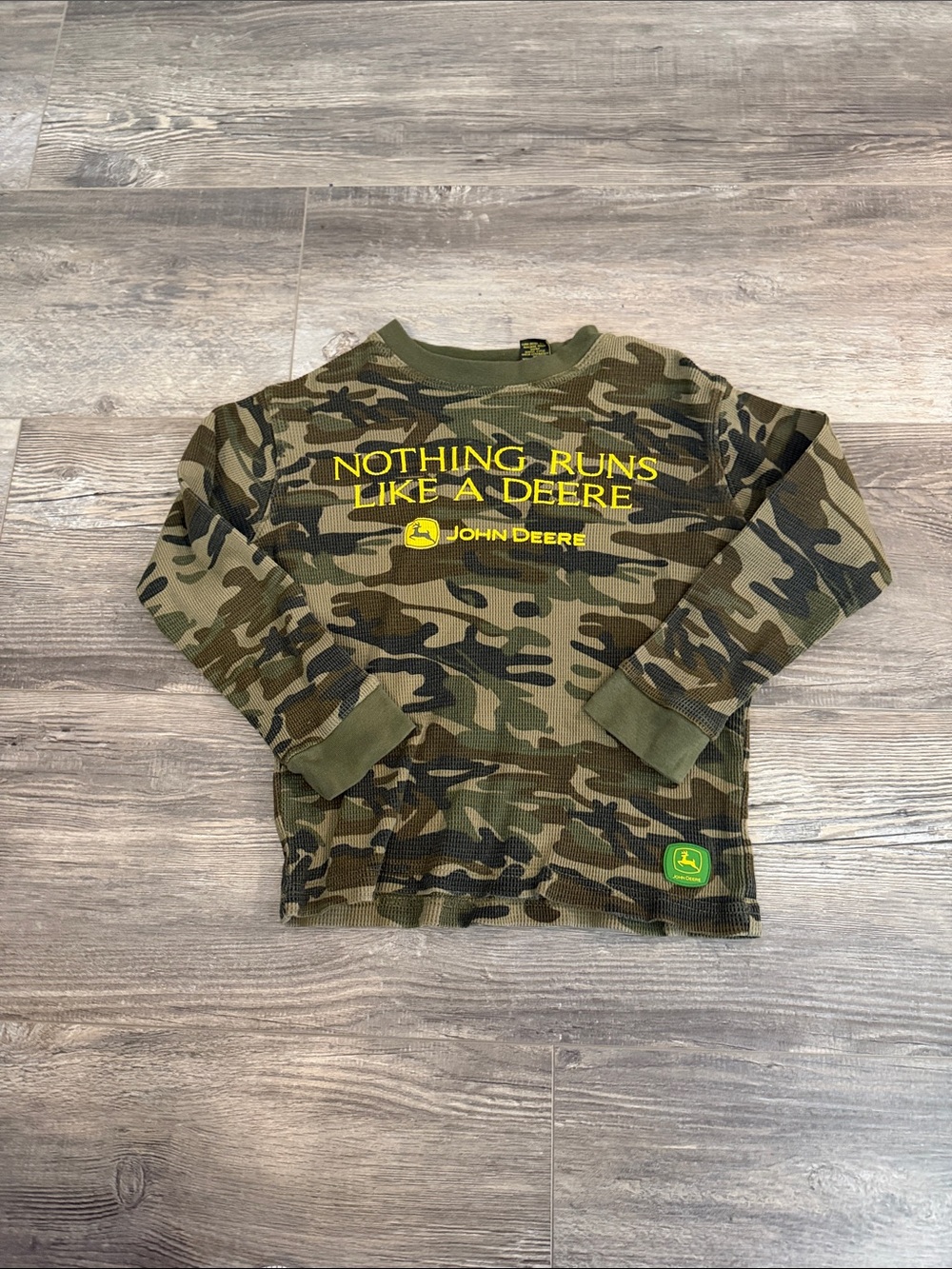 John Deere Camo Long Sleeve Tee with Yellow Logo